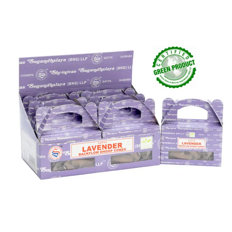 Satya Lavender Backflow Dhoop Cone 6 Pkts x 24 Cone